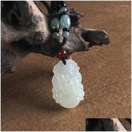 Pendant Necklaces High-Grade Natural White Jade Chinese Zodiac Necklace Man Woman Charm Jewellery Hand-Carved Luck Amet Drop Deliver Dh3H7