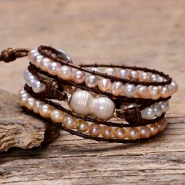 Bracelets Unique Gift Bracelet Fresh Water Pearl Natural Stone 3 Layers Handmade Elegant Charm Beat Gift for Women Bracelet Dropshipping