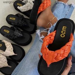 Slippers Large Woven Beach Shoes for Womens 2023 New Flipper Ladies Slippers T240220