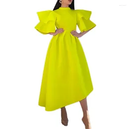 Ethnic Clothing Women Party A-Line Dress Stylish Short Sleeves Ruffles Event Birthday Wedding Guest Female African Ladies Midi Dresses