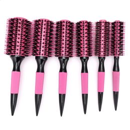 Wooden circular hair brush with pig bristle mixed nylon styling tool professional ceramic ion hair brush hair cutting supply 230208