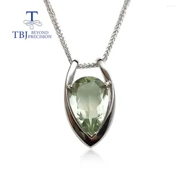 Pendants V Shape Pendant 925 Sterling Silver With Natural Green Amethyst Fine Jewellery For Girls Black Friday & Christmas Gift