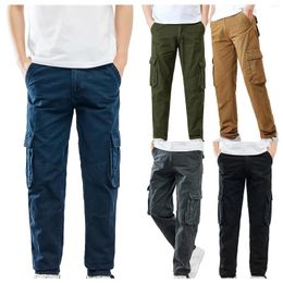 Men's Pants Mens Workout With Pockets Slack For Men Chinos Fashion Leisure Sports Solid Colour Pocket Tie Overalls