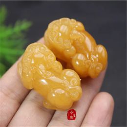 Pendants 1pc Natural Huanglong Jade Money Pixiu Dragon Pendant Necklace Jewellery Fashion Accessories HandCarved Luck Amulet Free Rope