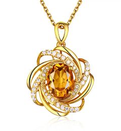 Pendants Real 18K Gold 2 Carats Topaz Pendant Women Luxury Yellow Gemstone 18 K Gold Necklace Crystal Jewelry Pendant Womens Accessoires