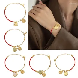 Link Bracelets Elegant Weave Chinese 12 Zodiacs Sign Handchain Handmade Dragon Shaped Charm Bangle Unique Year Gift