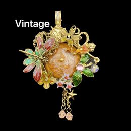 Middle Vintage Pendant KF Angel Dragonfly Small Flower Star Wishing Pool Pendant Emalj med magnetisk attraktion