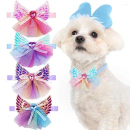 Dog Apparel 10PCS Lace Diamond Bow Tie Small Cat Puppy Bowties Wedding Supplies Grooming Accessories For Dogs