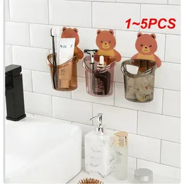 Bath Accessory Set 1-5PCS Home Bathroom Accessories Toothbrush Holder Toothpaste Storage Rack Wall Mount Cup Stand