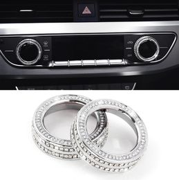 Auto Car Accessories Center Crystal Knob Circle Cover Frame Sticker Trim Interior Decoration for A4 A5 S4 S5 B9 2017-20204363090