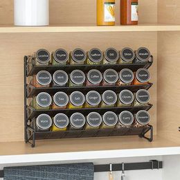 Kitchen Storage 4 Tier Spice Rack Organiser Space-Saving Metal Countertop Seasoning Shelf For Cabinet