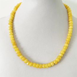 Necklaces 5*8MM Faceted Deep Yellow Topaz Jade Necklace Natural Stone Chocker Wholesale Beads Mother Daughter 40/45/50/55cm