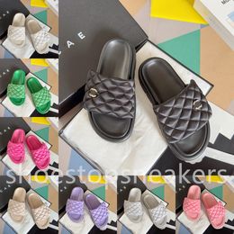2024 Paris Luxury Women Slippers Designer Fashion Sandals Quilted Slippers Brand Sandals Channel Casual Outdoor Shoes White Black Grey Pink Green Size 35-40