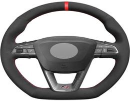 Black Suede Red Marker Car Steering Wheel Cover For Seat Leon Cupra R Leon ST Cupra Ateca Ateca FR5798844