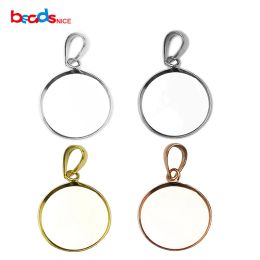 Pendants Beadsnice pure 925 sterling silver pendant tray round bezel pendant blanks diy sterling silver Jewellery wholesale ID27603