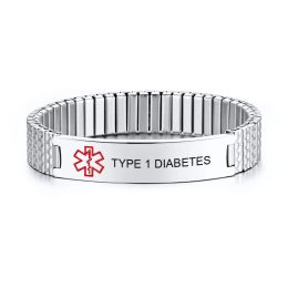 Bracelets Personalised Medical Alert Bracelet Stainless Steel Engraved DIABETES Emergency Rescue Bracelet Wristband