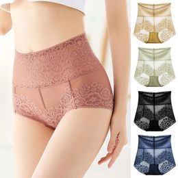 Women's Panties Seamless Hollow Out Push Up BuLift Lace Floral High-Rise Underwear Underpants Plus Size Sexy Intimates