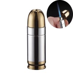 Bullet Shaped Lighter Refillable Metal Butane Gas Torch Lighters Jet Blue Flame for Men Cigarette Cigar7053607