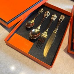 Dinnerware Sets High End 304 Stainless Steel Knife Fork Spoon Set For Household Western Knives And Forks Gift To Friends With Box