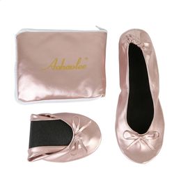 Women Shoes Flats Portable Fold Up Ballerina Flat Shoes Roll Up Foldable Ballet After Party Shoes For Bridal Wedding Party Favor 240220