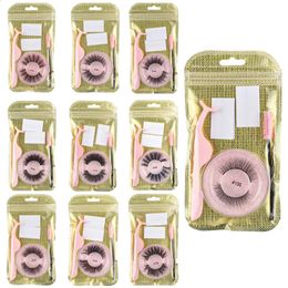 Natural 3D mink eyelashes 4-in-1 eyelash bag packaging daily fake eyelash strap self-adhesive adhesive free eyelash strap 240220