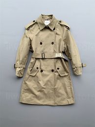 Mid-length Trench Coat Womens Spring and Fall Light Khaki Double Breasted Loose Casual Women Windbreaker Elegant Belt Ladies Female Luxury Brand Haz