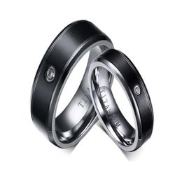 Couple Rings His Her Matching Set Black Polishing Titanium Steel Wedding Band Smooth Finish Anniversary Gift3162283 Drop Delivery Je Otry7