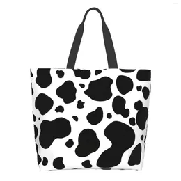 Shopping Bags Cow Print Extra Large Grocery Bag Reusable Tote Travel Storage Lightweight Washable Shoulder Handbag