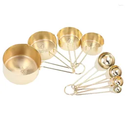 Measuring Tools Gold Cups Spoons Set Stainless Steel 8 PIECE Dry And Liquid Ingredients Cooking Utensils