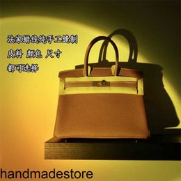BK Tote Bag High End Handbag Hand Sewn Wax Thread French Lychee Grain Cow Leather Carrying Classic Fashion Women's