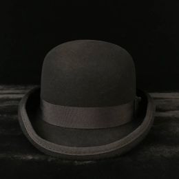 Hats 100% Wool Felt Derby Bowler Hat for Men Women Satin Lined Fashion Party Formal Fedora Costume Magician Hat