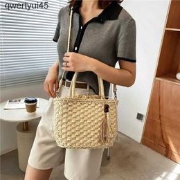 Shoulder Bags Sunmaii Fasion Striped Women Straw Bags andwoven Summer Beac Totes Female Casual Top andbag Luxury Design Soulder Bag 2023H24220