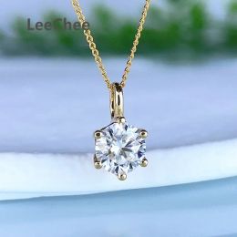 Pendants 6MM Moissanite Pendant for Girl Anniversary Gift 0.8CT Lab Diamond Necklace Au750 Test Passed Real 18K Yellow Gold Fine Jewelry