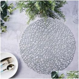 Mats Pads Table 6Pcs Heat Insation Mat Creative Randomly Interwoven Threads Round And Oil Proof Placemat Drop Delivery Home Garden Kit Otqsi