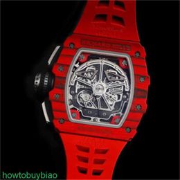 RichardMill RM11-03 Men's Watches Flyback Chronograph Rm11-03 Red Carbon Tpt Watch Skeleton Dial 50 mm FNAF