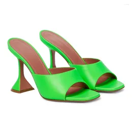 Slippers Plus Size 46 Women Shoes Open Toe Colorblock Sandals Fashion One Strap Slipper Famous Elegant High Heels