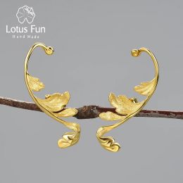 Earrings Lotus Fun Luxury 925 Sterling Silver Classical Pattern Acanthus Leaf Unusual Design Stud Earrings for Women 18K Gold Jewellery New