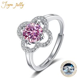 Rings JoyceJelly Women's Wedding Ring S925 Sterling Silver Four Leaf Grass 1ct Moissanite Ring For Women Fashion Personality Jewellery