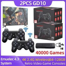 Consoles 2/1PC GD10 Gamestick 2.4G Double Wireless Controller 4K 40000Games 64 128GB Retro Video Game Consoles Emuelec4.3 System Kid Gift