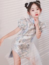 Ethnic Clothing Girls Cheongsam Oriental Style Party Dresses China Children Catwalk Fashion Kids Chinese Dress Qipao Short Year Costume