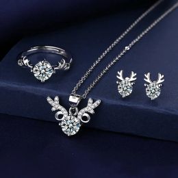 Necklaces 2022 Unique Moissanite Diamond Jewelry set 925 Sterling Silver Party Wedding Rings Earrings Necklace For Women Bridal Sets