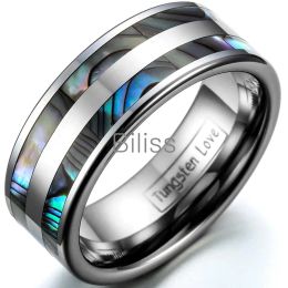 Bands 8mm Top Quality Tungsten Carbide Ring with Double Abalone Shell Inlay for Men Engagement Wedding Bands anillos hombre