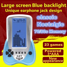 Players New big screen brick game console blue backlight plug headphone builtin 23 games classic nostalgic puzzle children gift