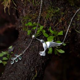 Necklaces WOSTU High Quality 925 Sterling Silver Hummingbirds Birds Pendant Necklace For Women Luxury Brand Jewelry Gift CQN217