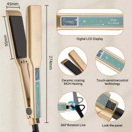 Irons Touch Screen Hair Straighteners Flat Iron Professional Hair Straightening MCH Wide Plate Keratin Hair Straightener Styling Tools