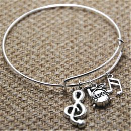 Bracelets 12pcs Drums Music Bracelet Treble Clef and MusicNote Charm Bangles