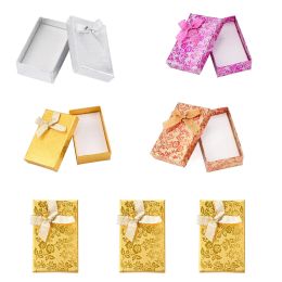 Necklaces 24Pcs Square Rectangle Cardboard Jewellery Set Boxes With Sponge for Necklace Rings Earrings Box Beading Supplies Packaoging Gift