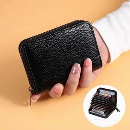 Card Holders 9/18 Bits Leather ID Holder Wallet Men Fashion Zipper Credit Business Bag Bags