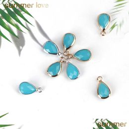 Charms High Quality Blue Waterdrop Glass Copper Pendant For Necklace Bracelet Fashion Transparent Charm Diy Jewelry Making D Dhgarden Dhuxt