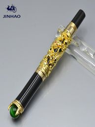 JINHAO High quality Goldensilver dragon embossment brand roller ball pen with stationery office supplies writing smooth metal pen5257509